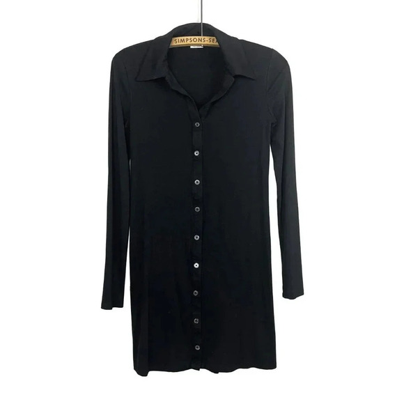Aritzia Wilfred Womens XXS Black Button-Up  Shirt Dress Long Sleeve - Picture 1 of 4